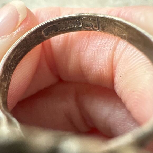 Vintage Old Pawn Sterling Petite Point Native American Ring 925 Turquoise 9.25 - Picture 7 of 9